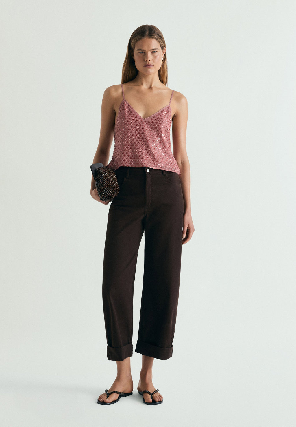 EMBROIDERED STRAPPY TOP