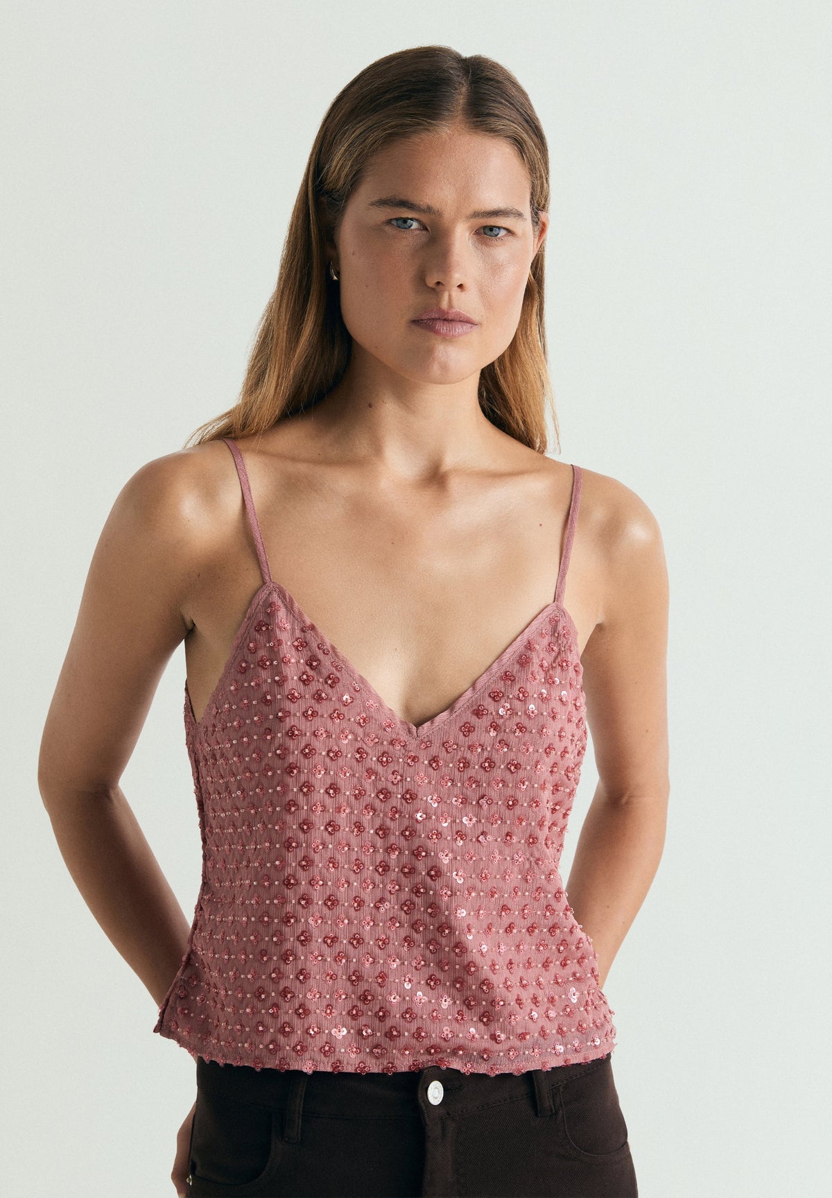 EMBROIDERED STRAPPY TOP