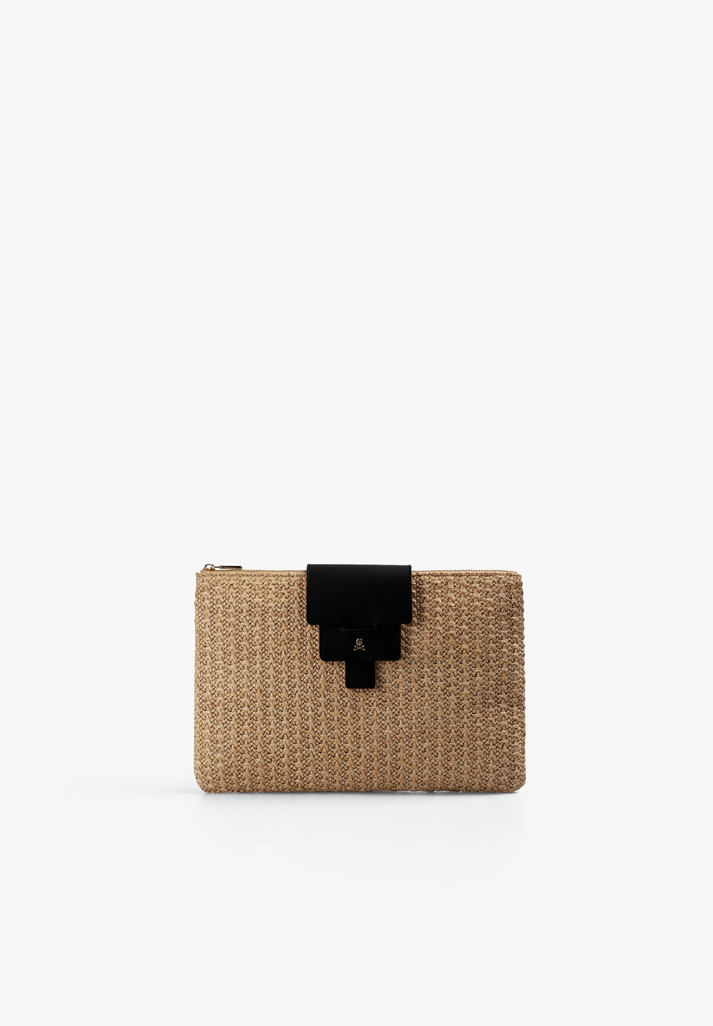 BRAIDED BAG WITH LEATHER DETAILS