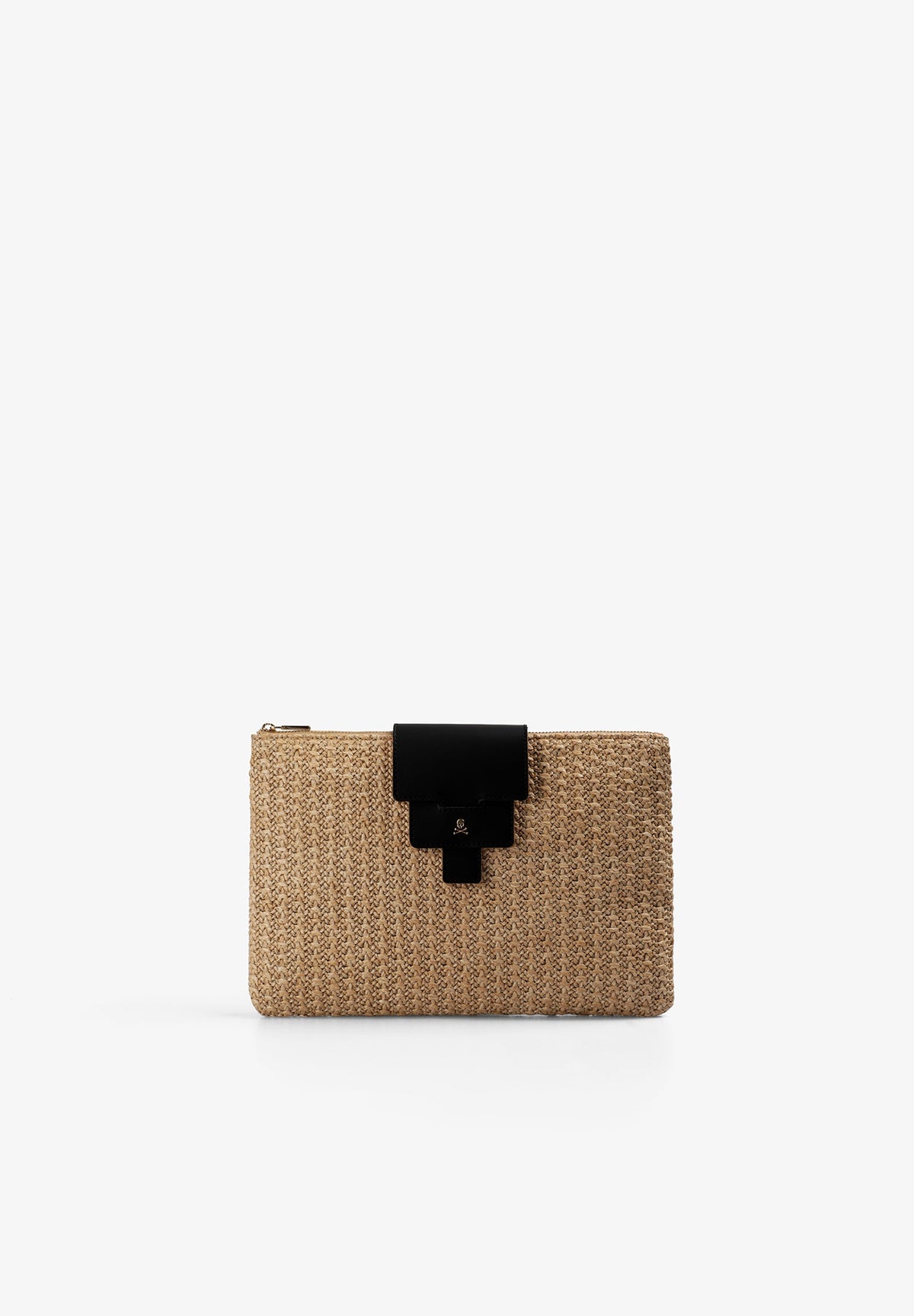 BRAIDED BAG WITH LEATHER DETAILS