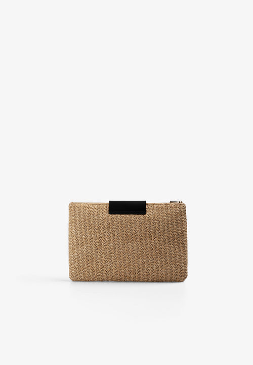 BRAIDED BAG WITH LEATHER DETAILS