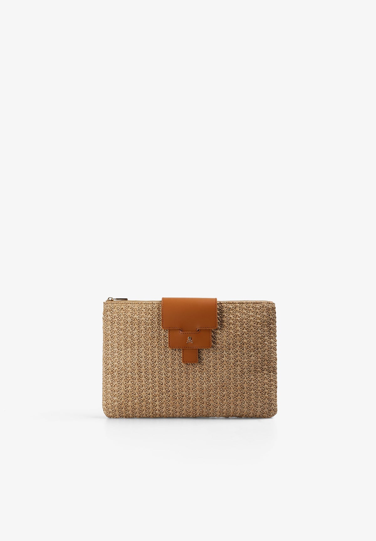 BRAIDED BAG WITH LEATHER DETAILS