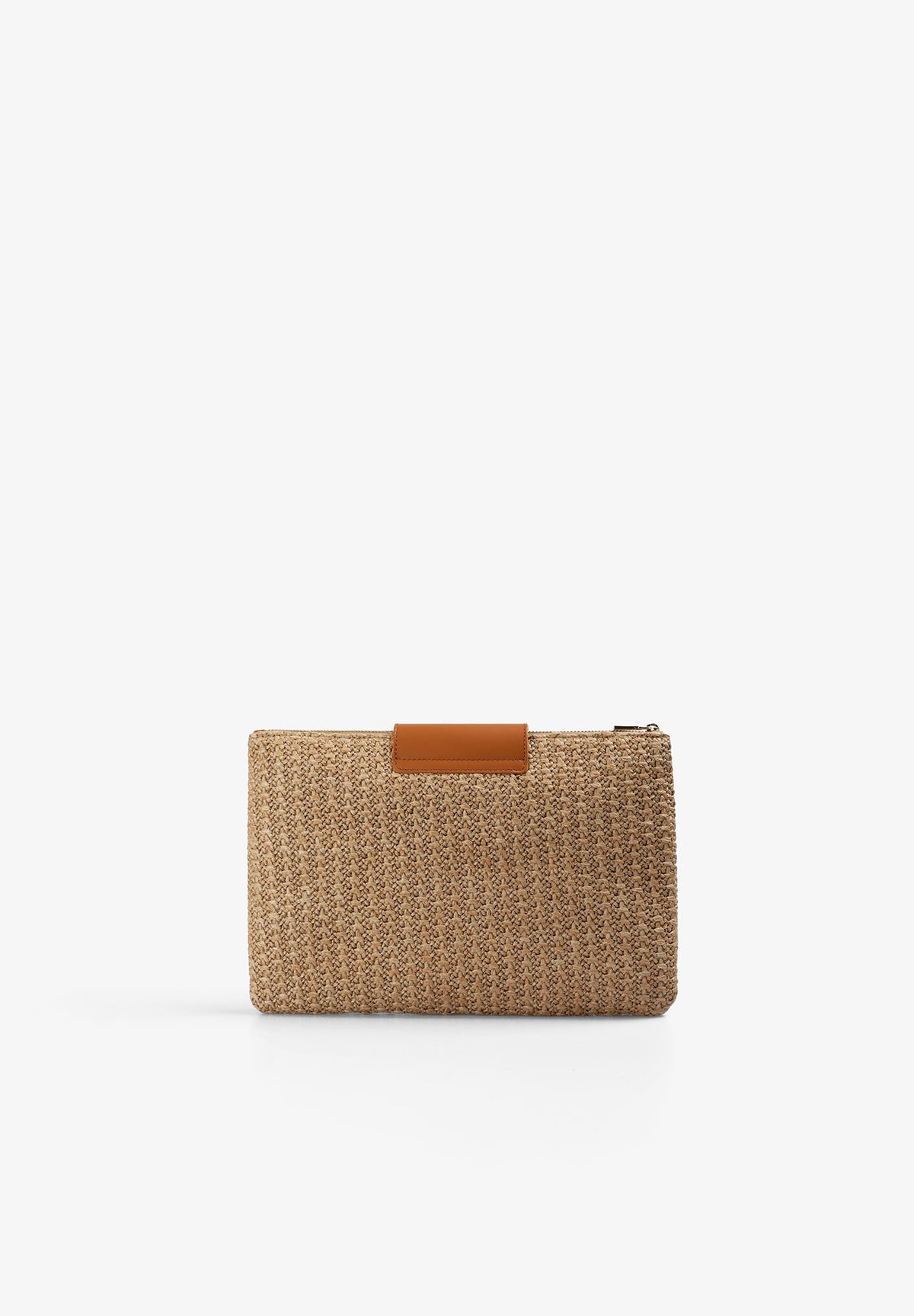 BRAIDED BAG WITH LEATHER DETAILS