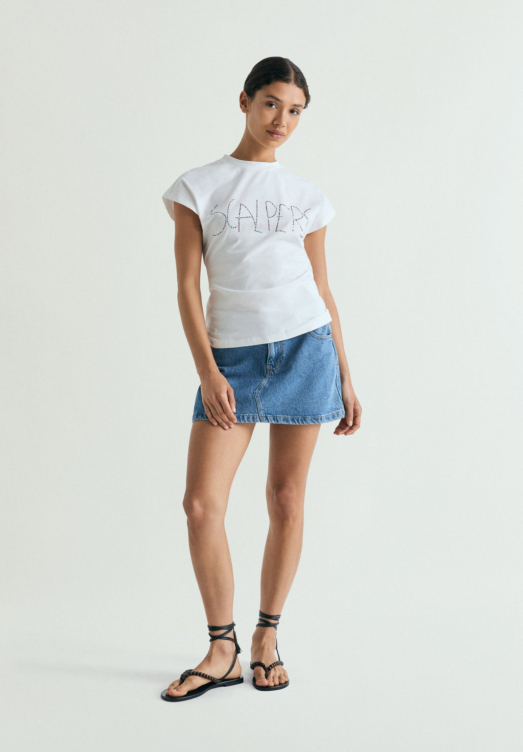 BACK KNOT T-SHIRT WITH RHINESTONES