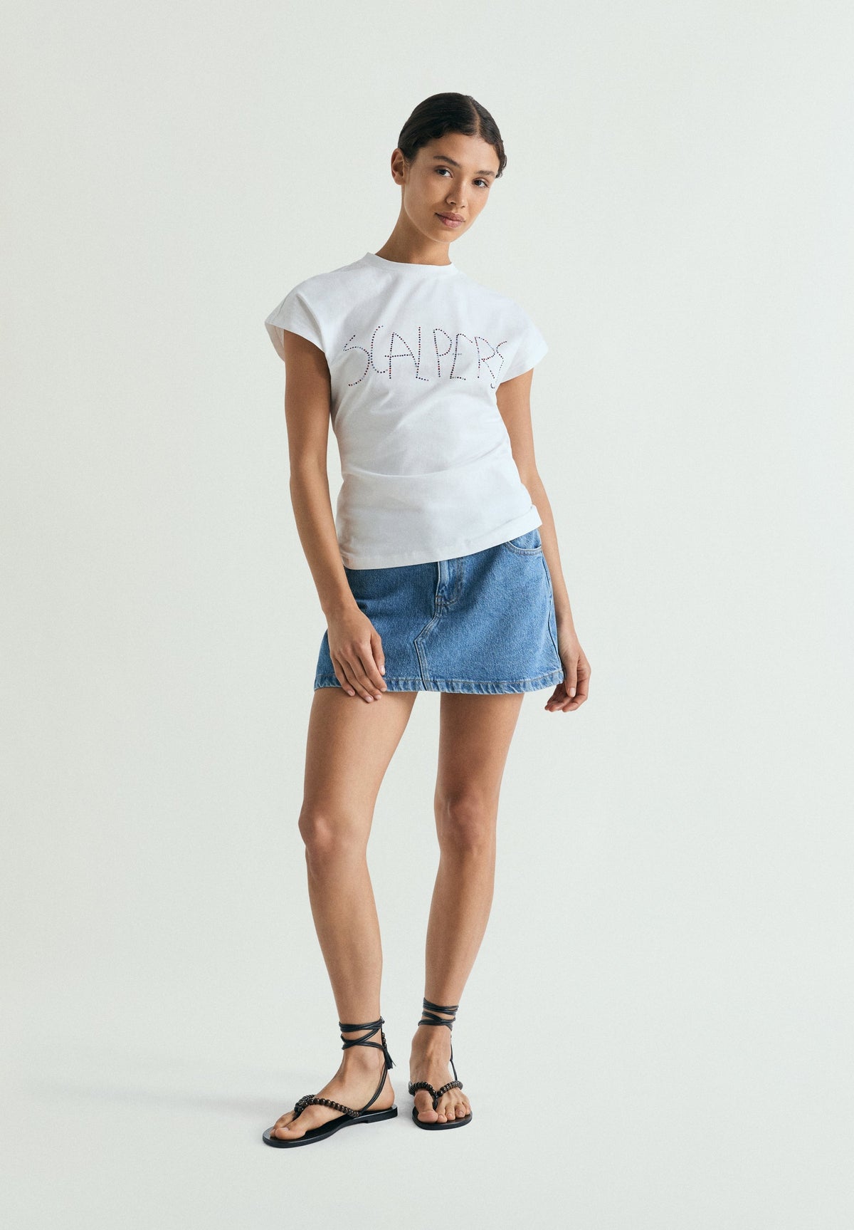 BACK KNOT T-SHIRT WITH RHINESTONES