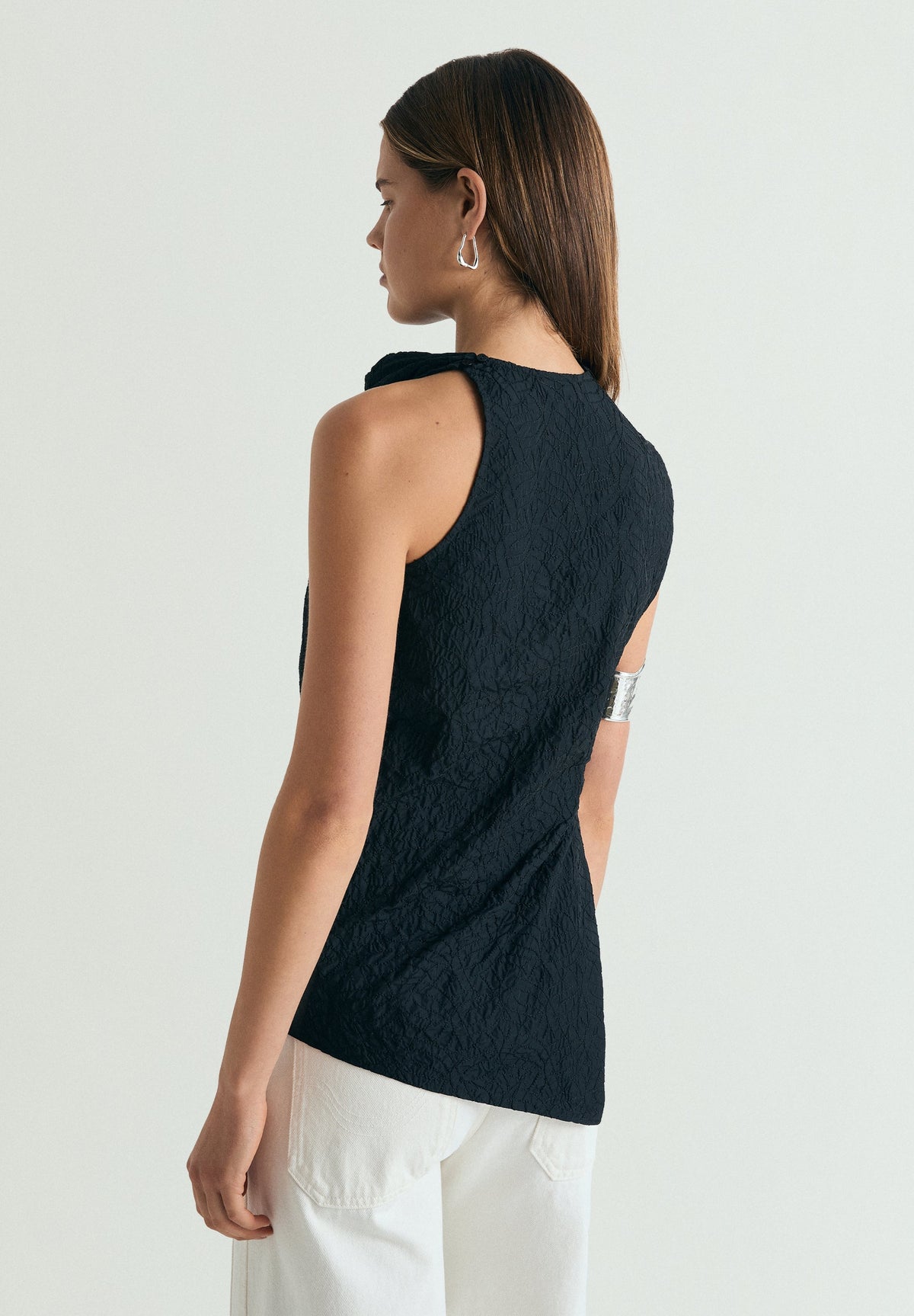 FLOWING ASYMMETRIC SIDE-TIE TOP