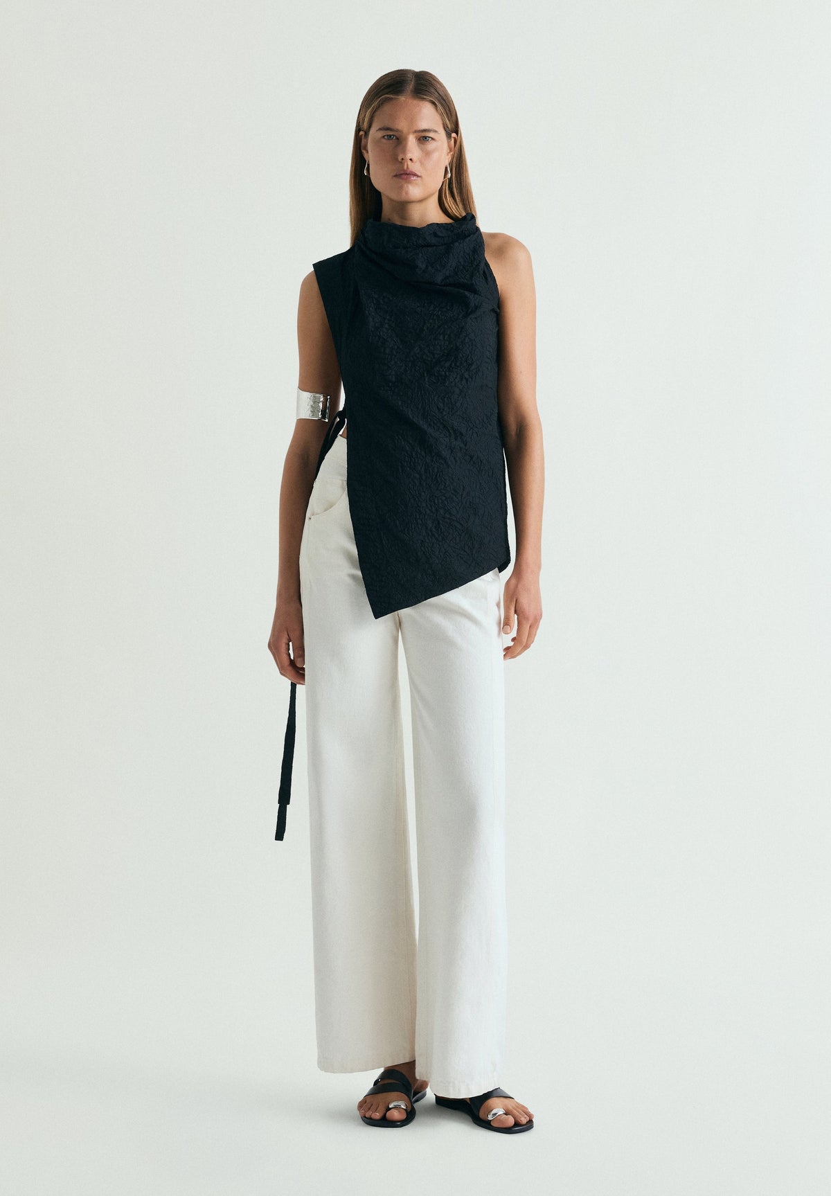 FLOWING ASYMMETRIC SIDE-TIE TOP