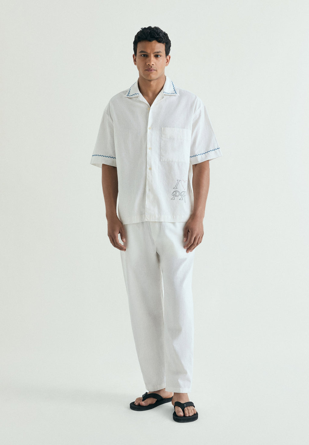 COTTON AND LINEN SHIRT WITH EMBROIDERY
