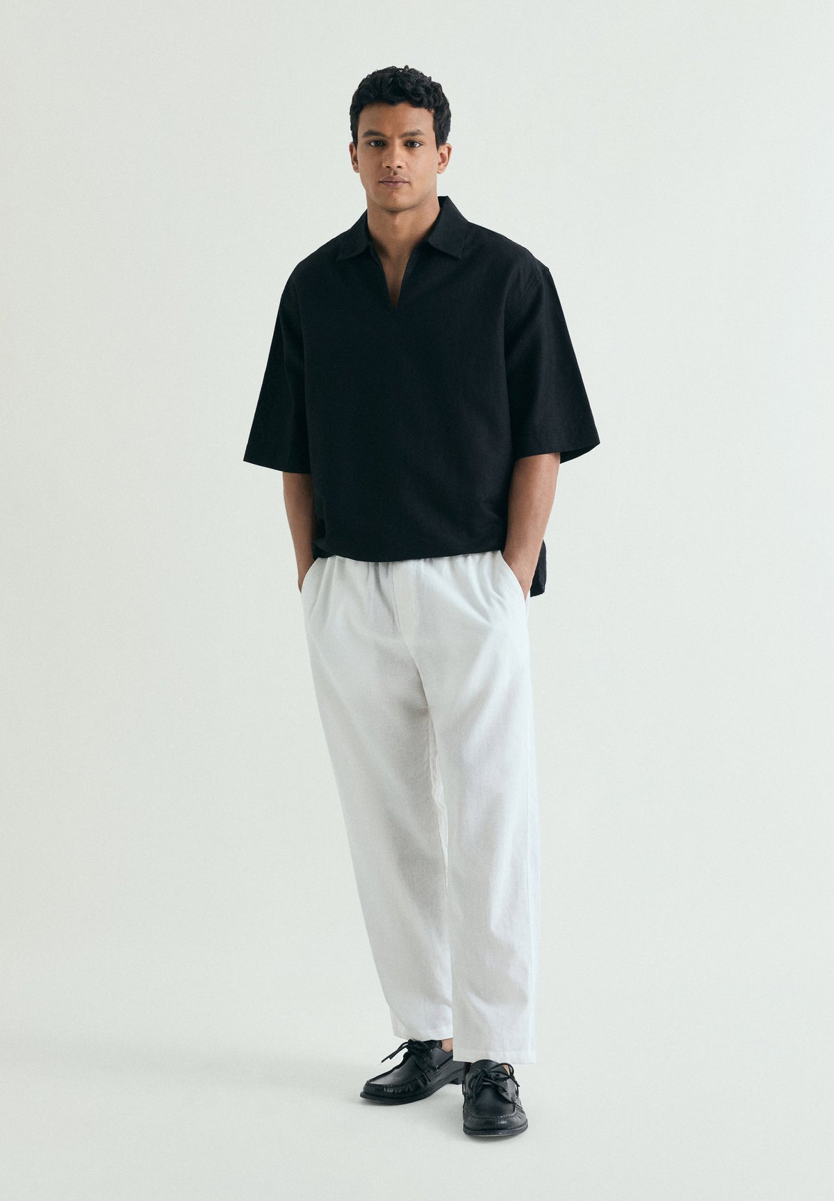 COTTON AND LINEN POLO SHIRT