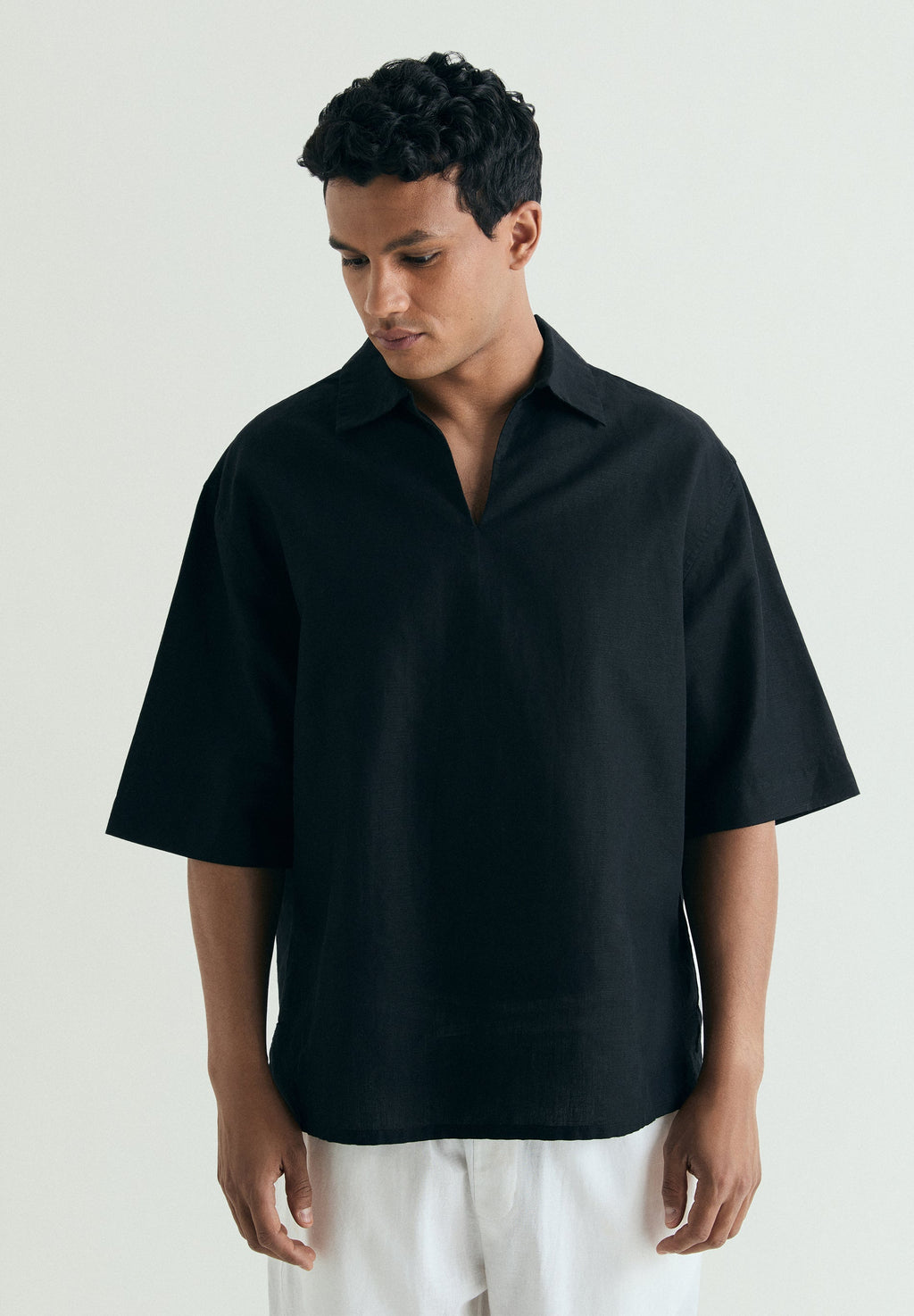COTTON AND LINEN POLO SHIRT