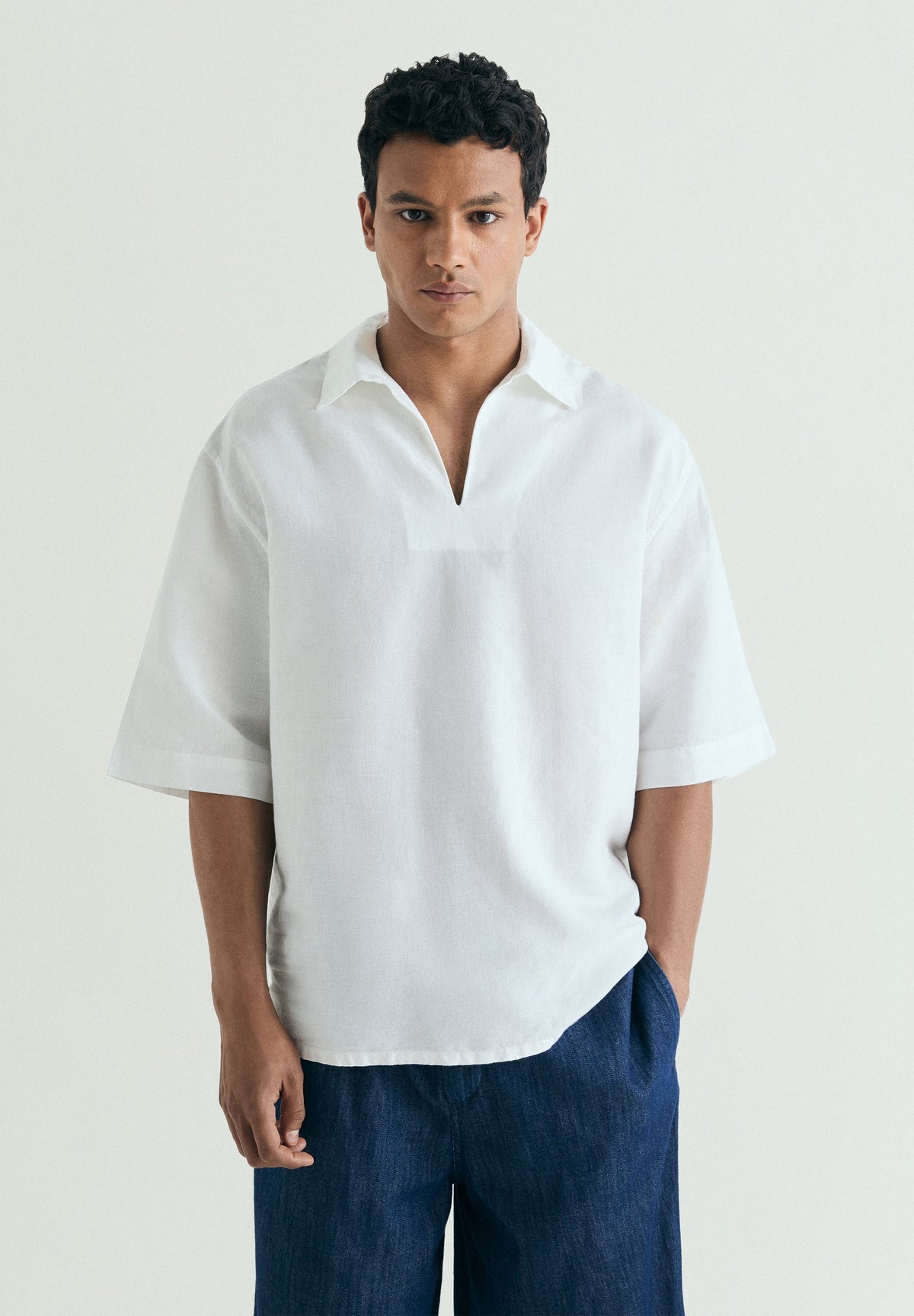 COTTON AND LINEN POLO SHIRT
