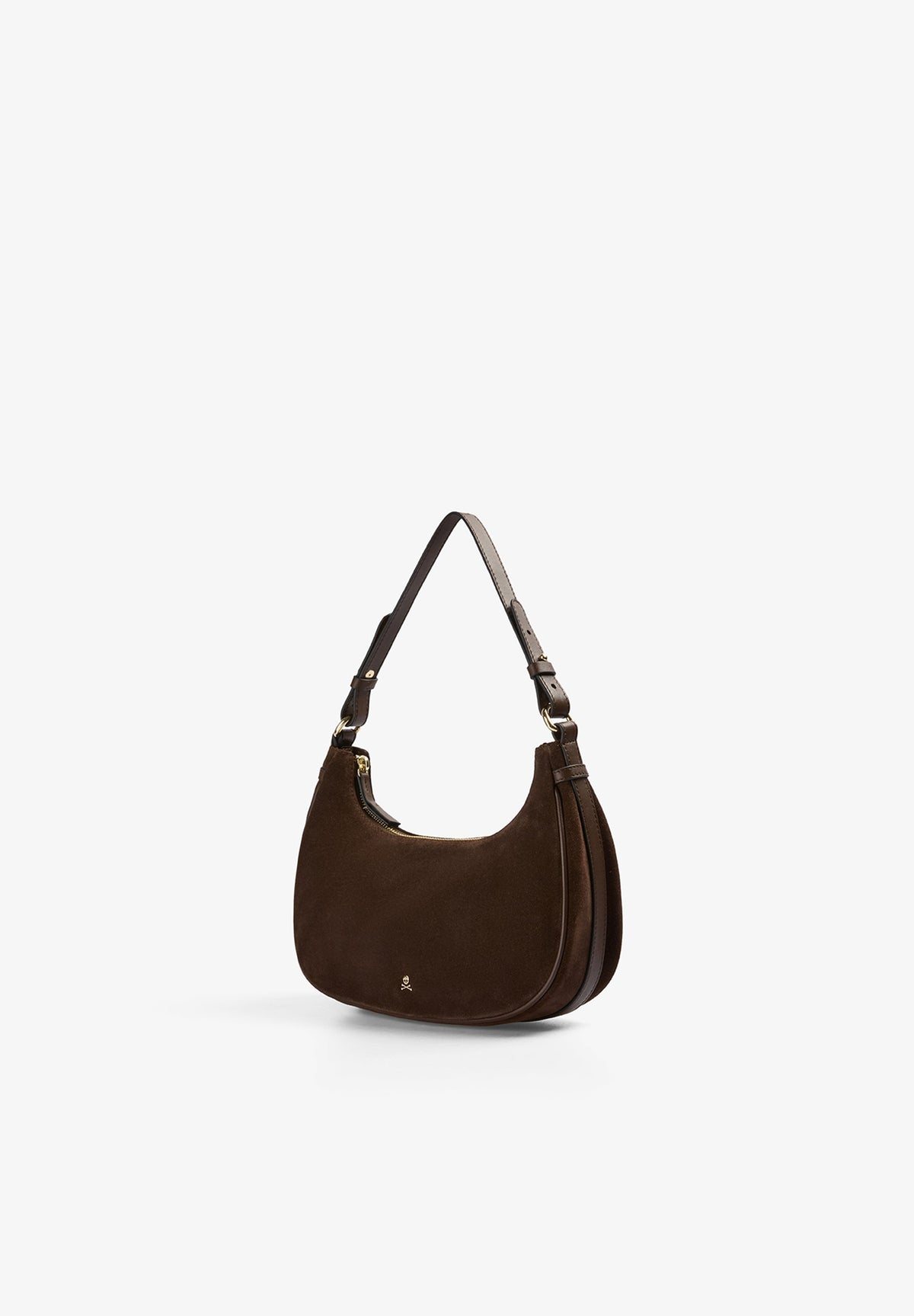 ROUND SPLIT SUEDE SHOULDER BAG