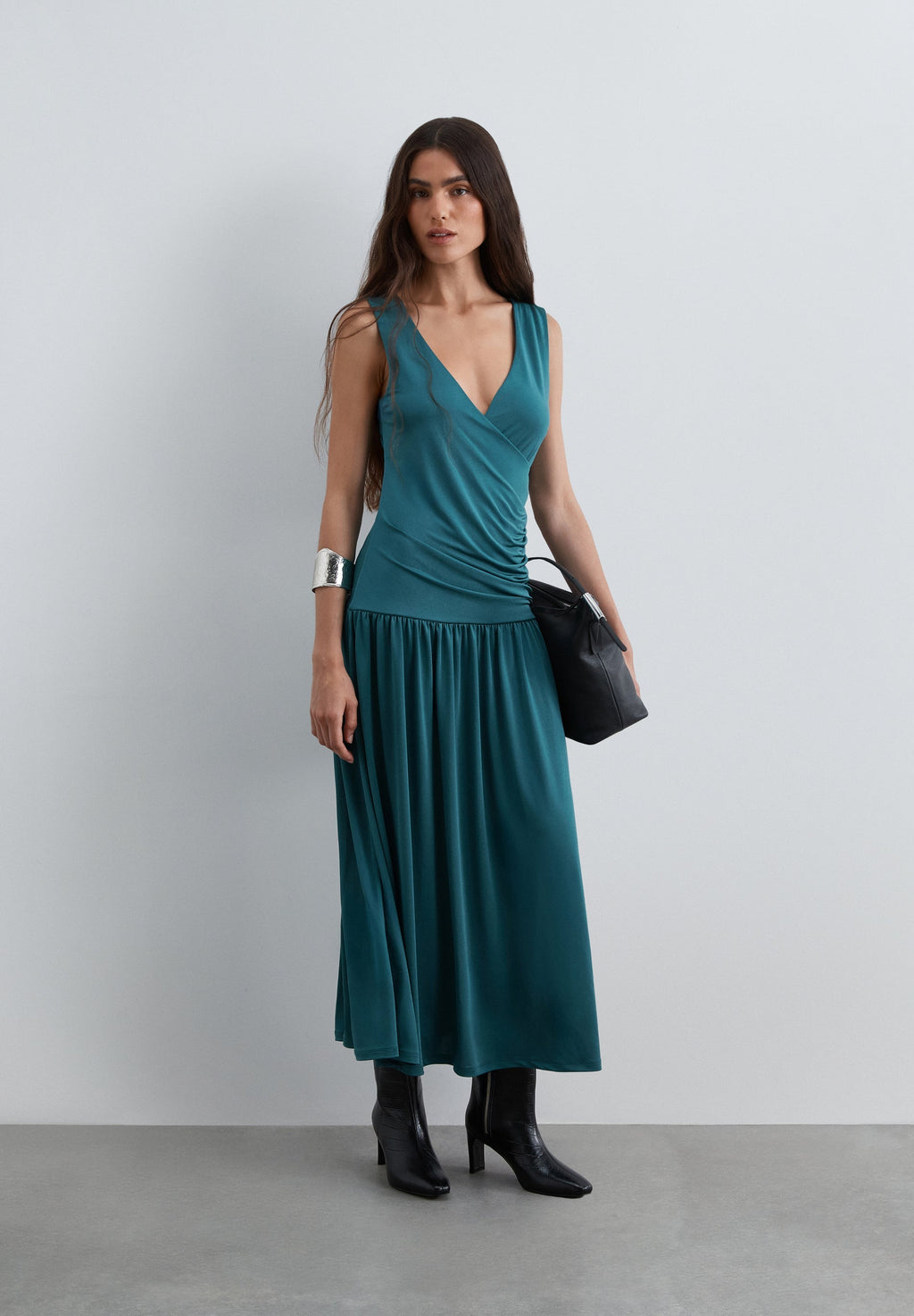 SCDRAPPED V JERSEY DRESS