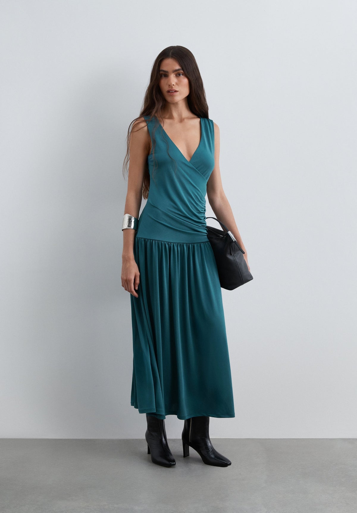 SCDRAPPED V JERSEY DRESS