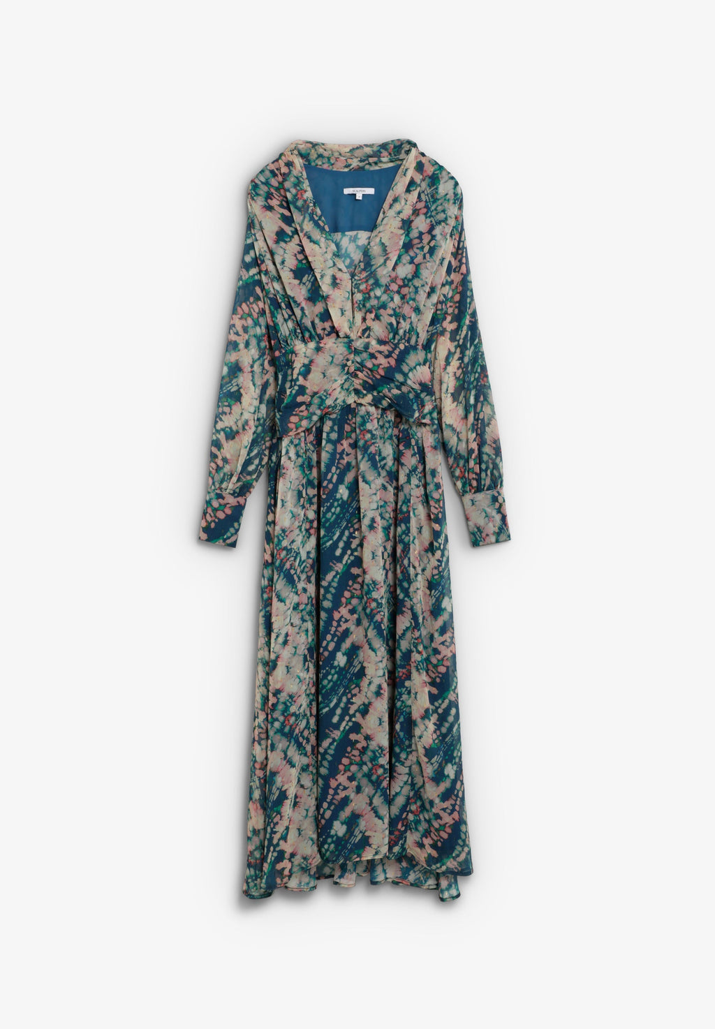 PRINTED DRAPED-WAIST DRESS