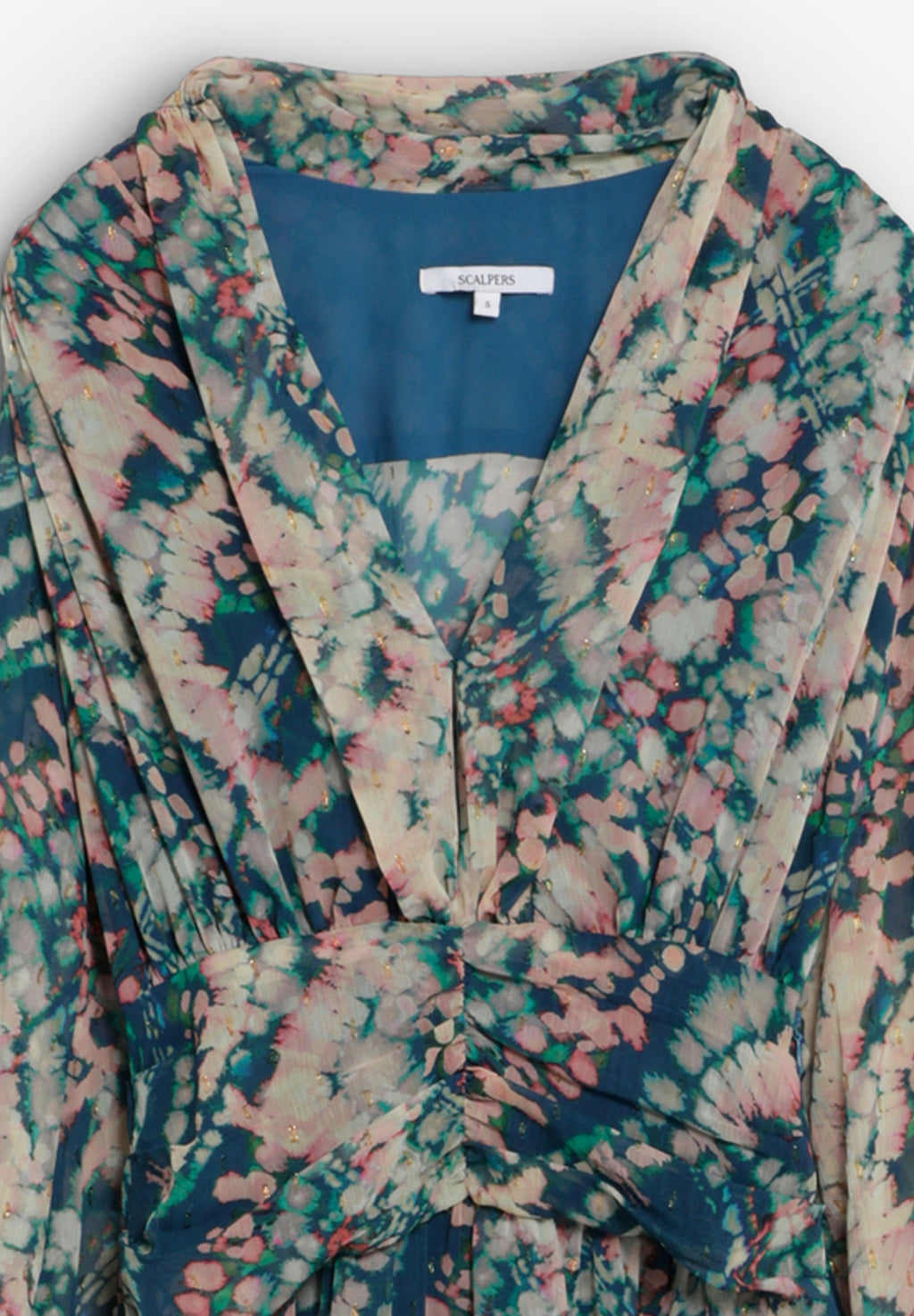 PRINTED DRAPED-WAIST DRESS