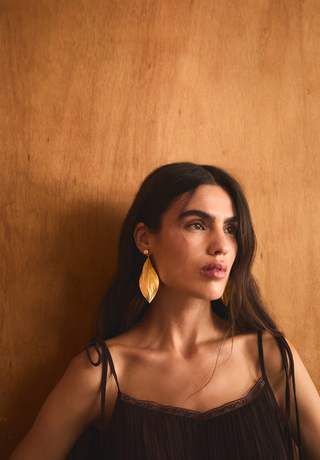 GOLD TONE PETAL EARRINGS