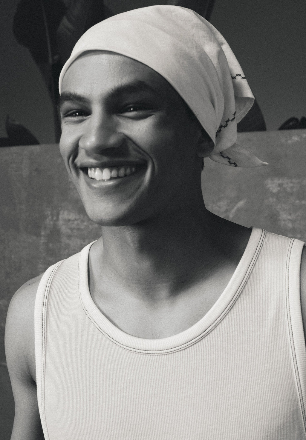 PRINTED COTTON AND LINEN BANDANA