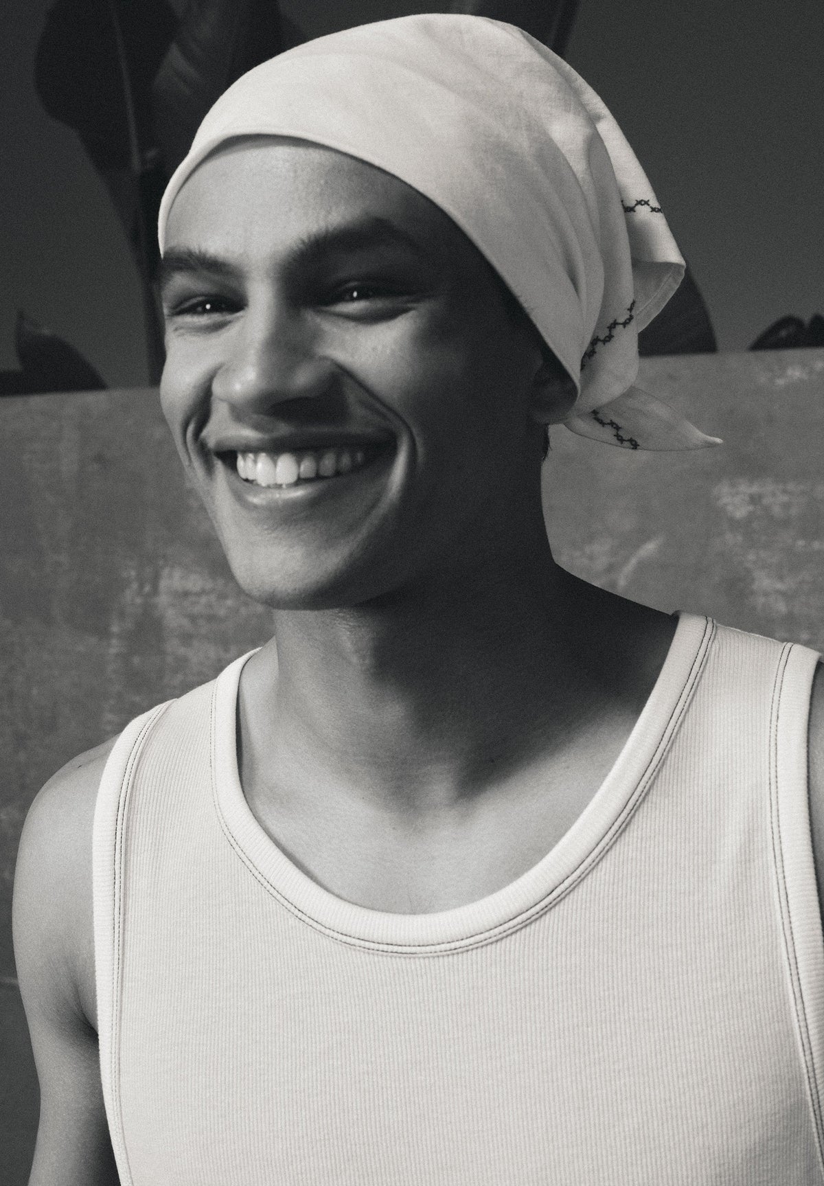PRINTED COTTON AND LINEN BANDANA