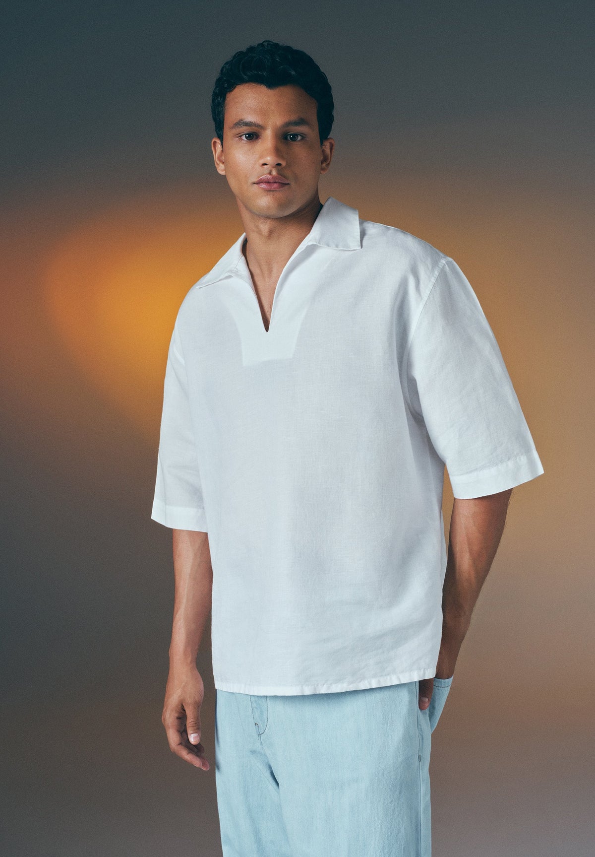 COTTON AND LINEN POLO SHIRT